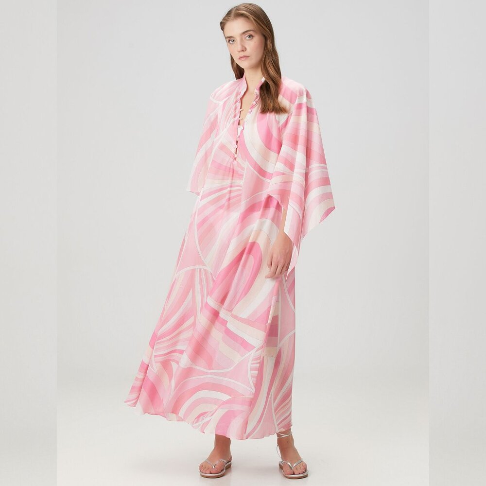 Pucci Pembe Desenli Kaftan